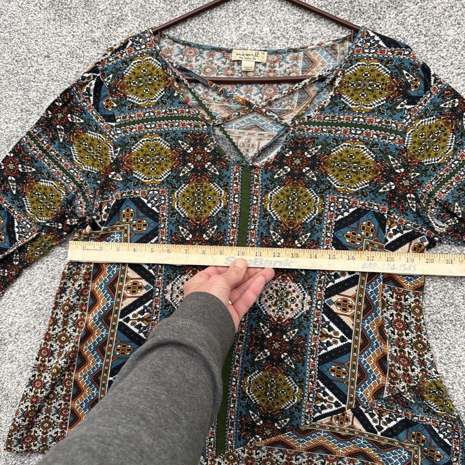 Other One World Tunic Top Womens 1X Plus Boho Mod Asymmetrical Size XL / US 12-14 / IT 48-50 - 3 Thumbnail