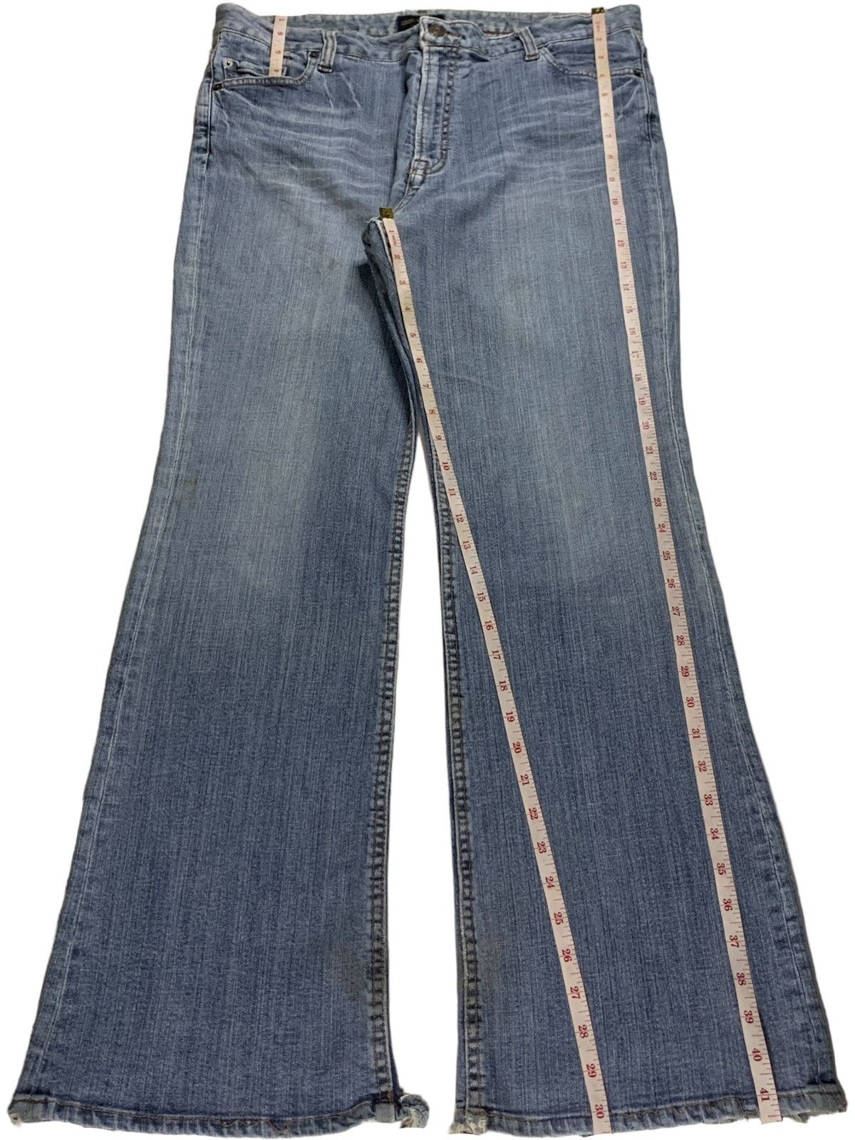 Japanese Brand SALES🔥Vintage Japanese Brand Blue Wash Distress Flare Jeans Size 35" - 11 Thumbnail