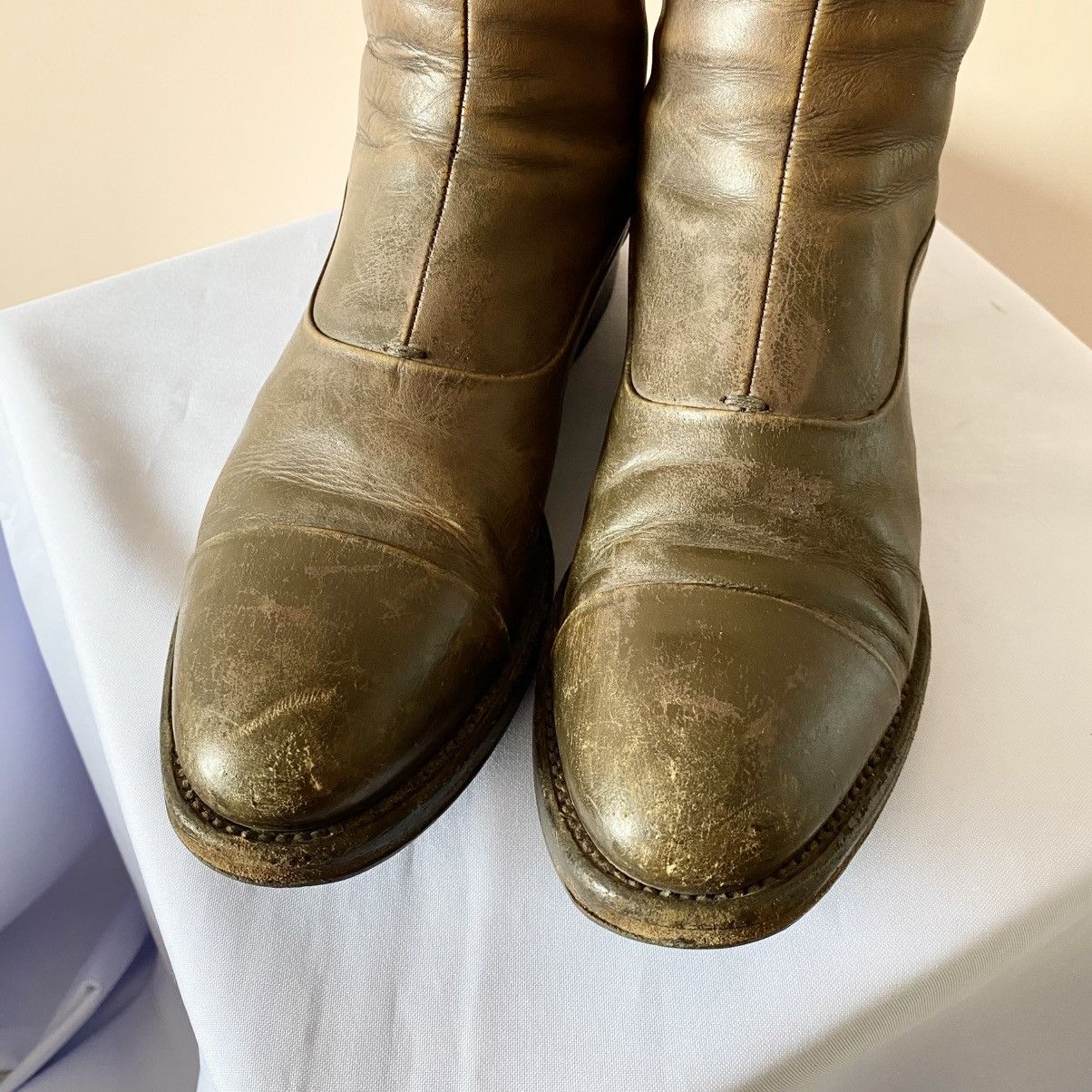Japanese Brand RARE Alberto Fasciani Leather Distressed Boots Guidi Style Size US 8.5 / IT 38.5 - 3 Thumbnail