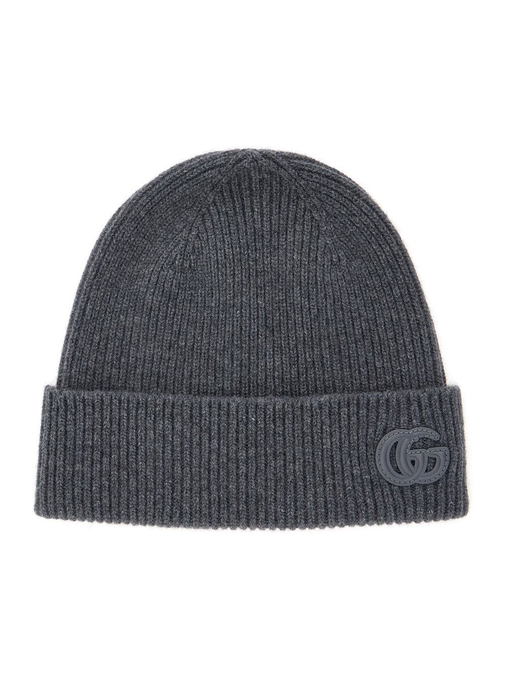 Gucci Gray Beanie with Logo Patch on the front in Wool Man Size ONE SIZE - 1 Thumbnail