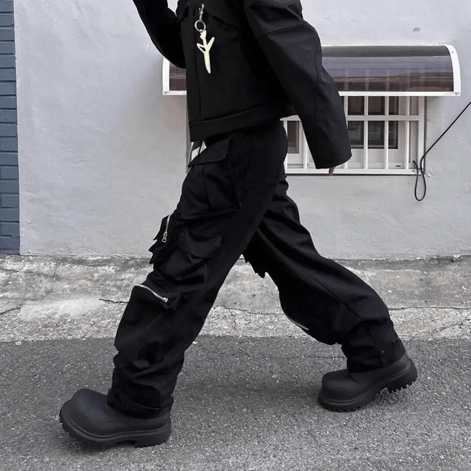 Designer × Vintage Wide Cargo Pants High Street with Poker Straight Baggy Y2K Size US 30 / EU 46 - 2 Thumbnail