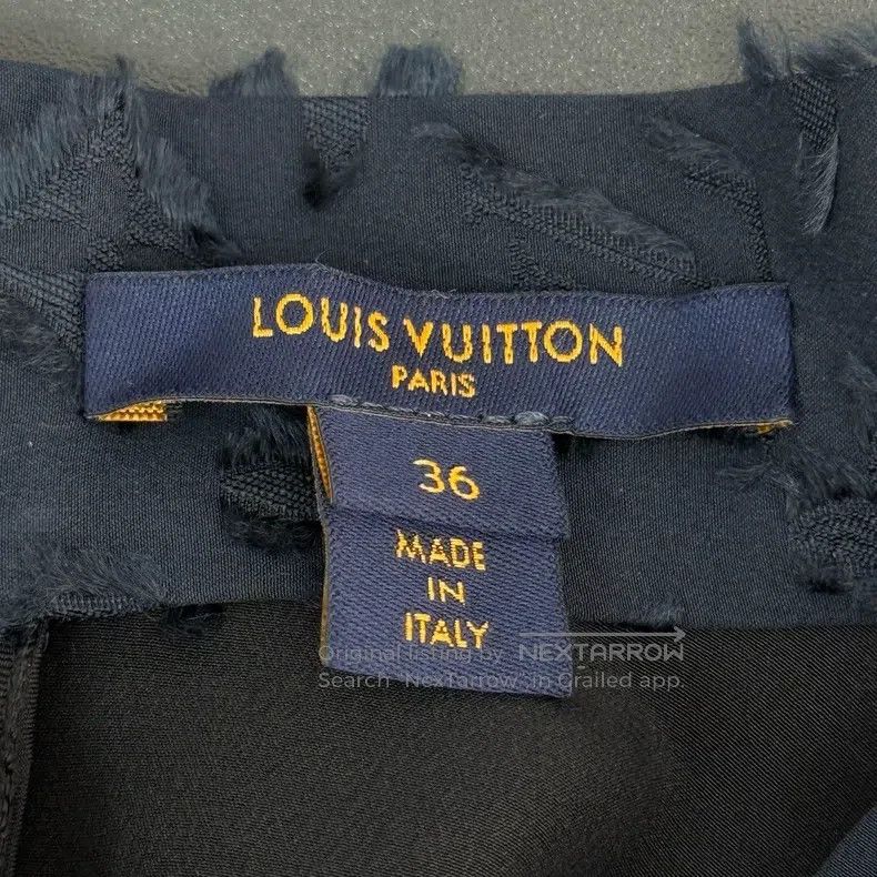 Louis Vuitton Louis Vuitton Dark blue raw-edge full logo metallic mulber Size XS / US 0-2 / IT 36-38 - 5 Thumbnail