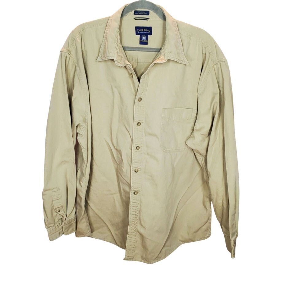 Club Room Club Room Khaki Cotton Button Up Shirt Long Sleeve Size XXL Size US XXL / EU 58 / 5 - 1 Thumbnail