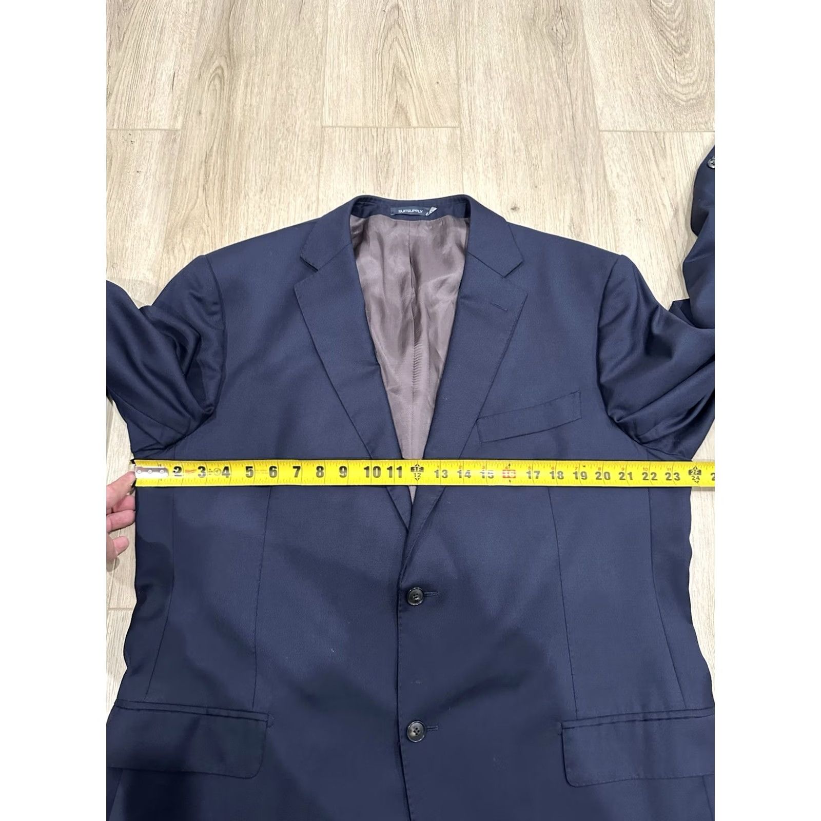 Apolis VINTAGE Napoli Blazer Men 50 Navy Blue Solid Notch 2-Button 4-Button Sleeve Wool Blazer Size 50R - 6 Thumbnail