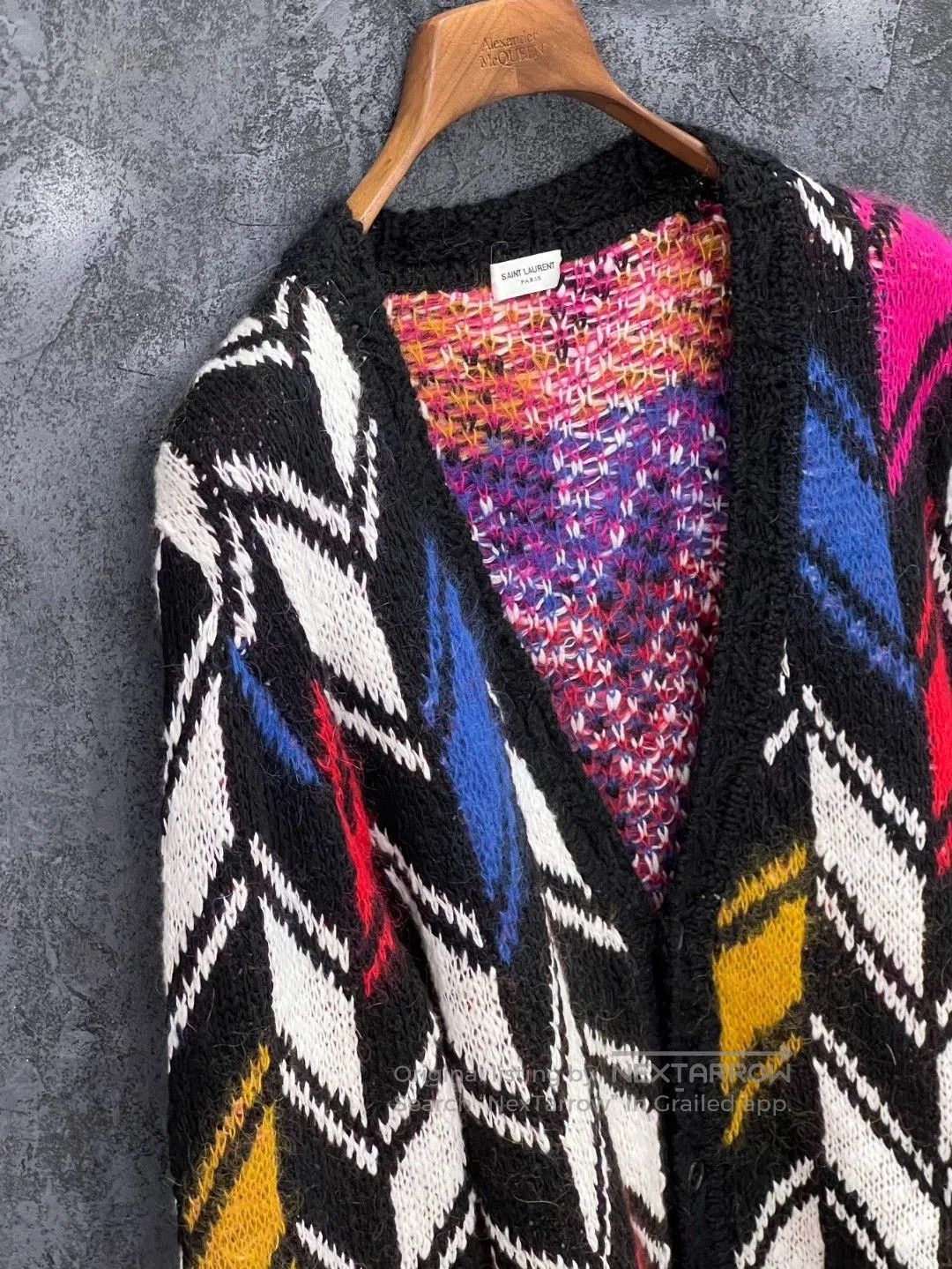 Saint Laurent Paris Saint Laurent Chevron Pattern Wool Cardigan. Size M / US 6-8 / IT 42-44 - 3 Thumbnail