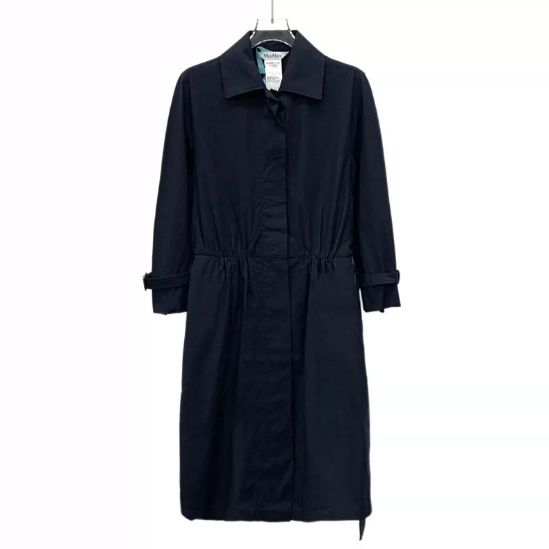Max Mara Max Mara Dark Blue Cotton Long Sleeve Belted Shirt Dress Size L / US 10 / IT 46 - 1 Thumbnail