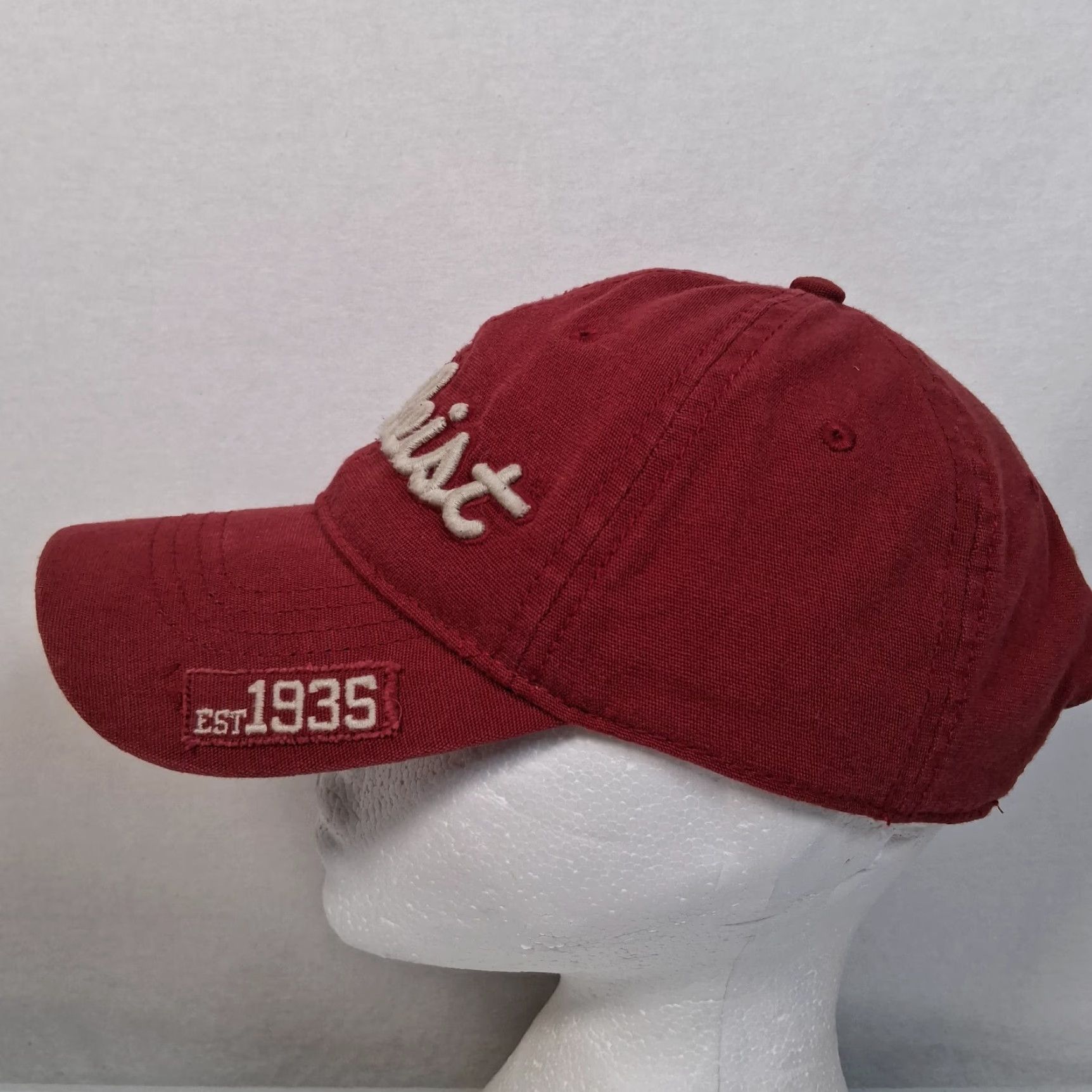 Titleist Titleist Golf Hat Maroon Canvas Strap Back Distressed Embroidered One Size Men Golf Cap Size ONE SIZE - 5 Thumbnail