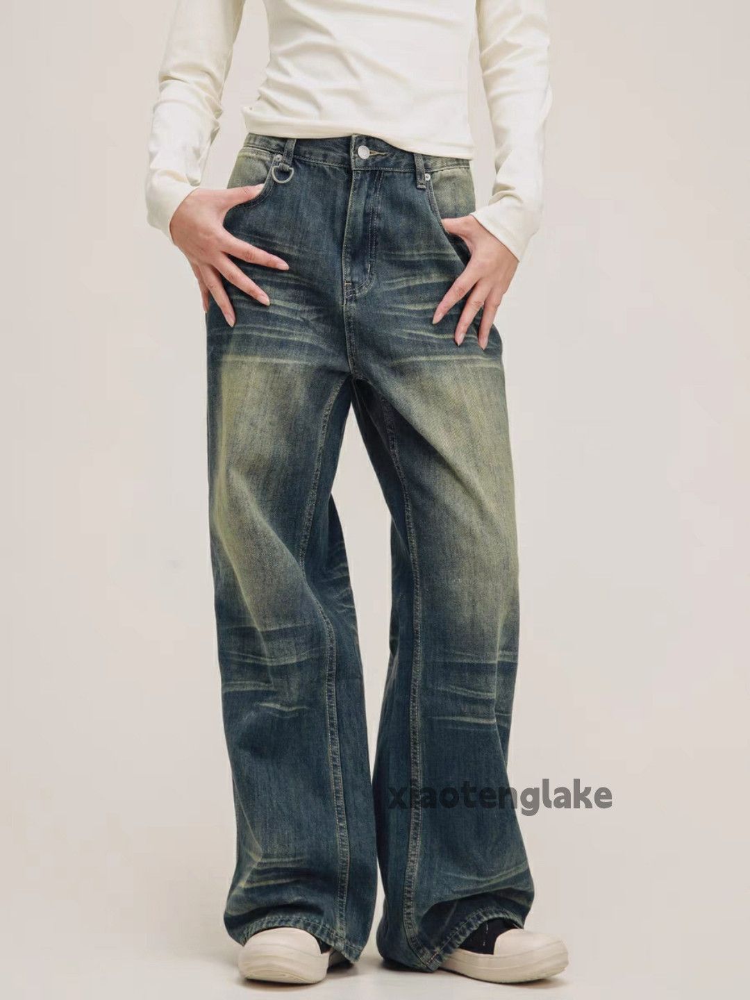 Jean × Vintage washed faded cleanfit yuppie loose bootcut jeans Size US 30 / EU 46 - 1 Thumbnail