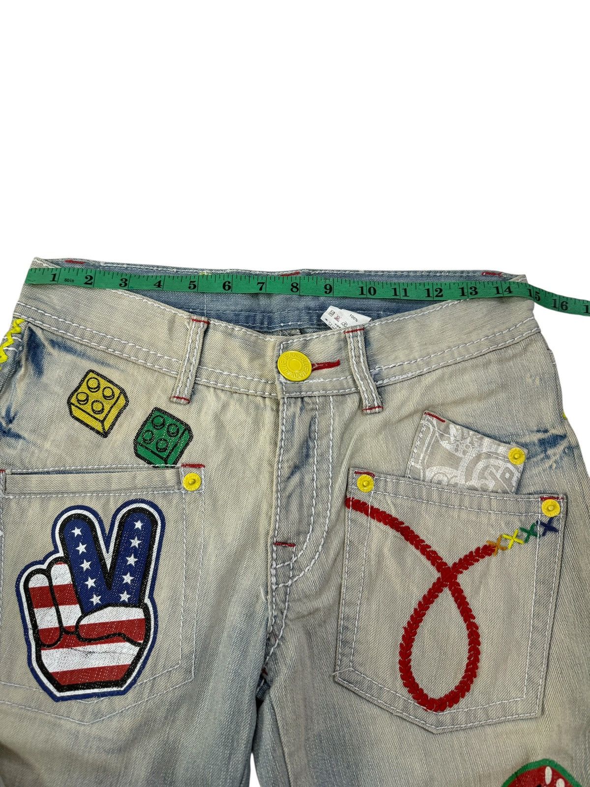 Japanese Brand Y2K Blue Moon Blue Denim Jeans Design Art Hippie Style Size US 28 / EU 44 - 11 Thumbnail