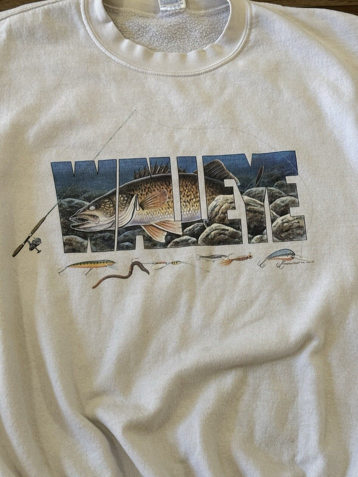 Gildan Vintage 90s Walleye Lures Fish Crewneck Size US XL / EU 56 / 4 - 2 Thumbnail