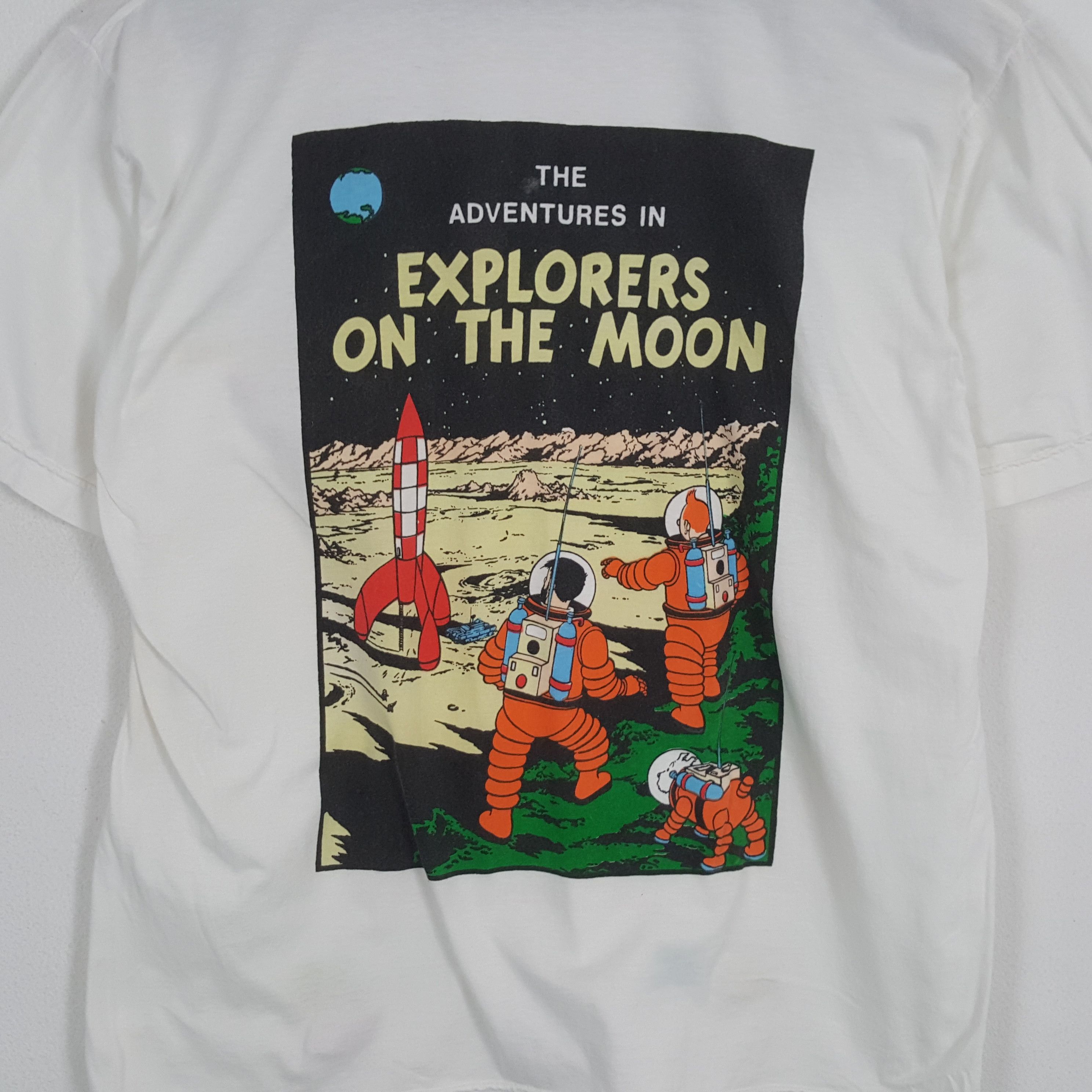 Vintage THE ADVENTURE OF TINTIN Cartoon Back Print Design Tshirt Size US L / EU 52-54 / 3 - 2 Thumbnail