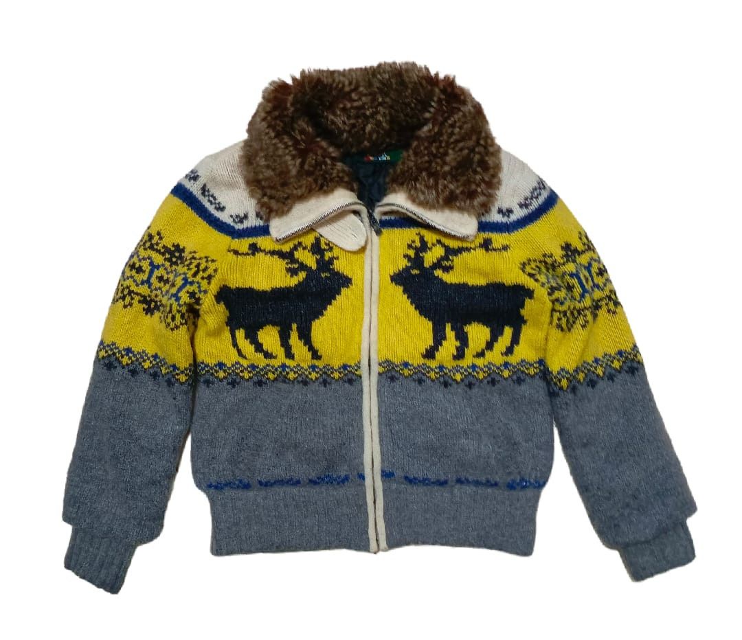 Vintage Crux Raccoon Neck Fur Knit 2 Deer