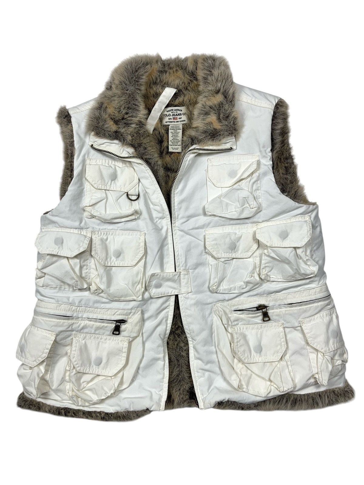 Ralph Lauren × Vintage Vintage Ralph Lauren Multi Pocket Faux Fur Vest Size M / US 6-8 / IT 42-44 - 3 Thumbnail