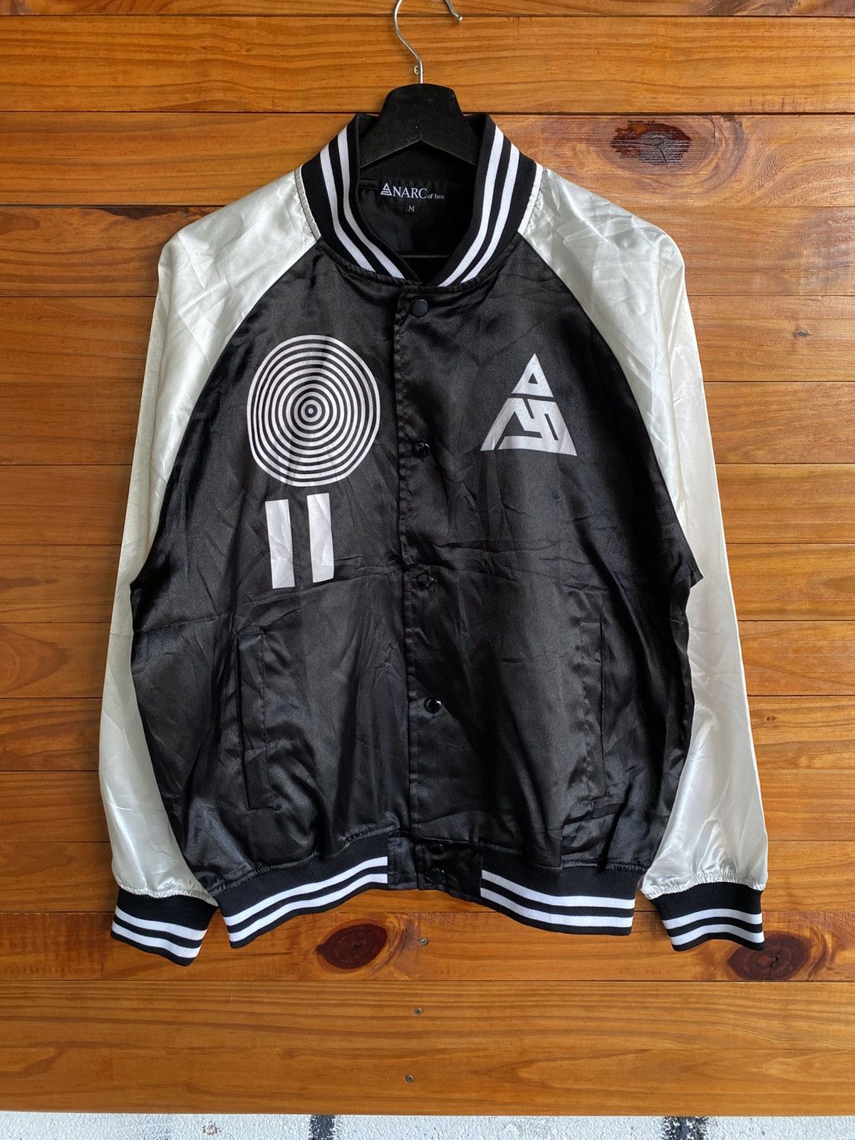 Japanese Brand ANARC of hex Varsity Jacket Streetwear Anti-War Graphic Size US M / EU 48-50 / 2 - 3 Thumbnail