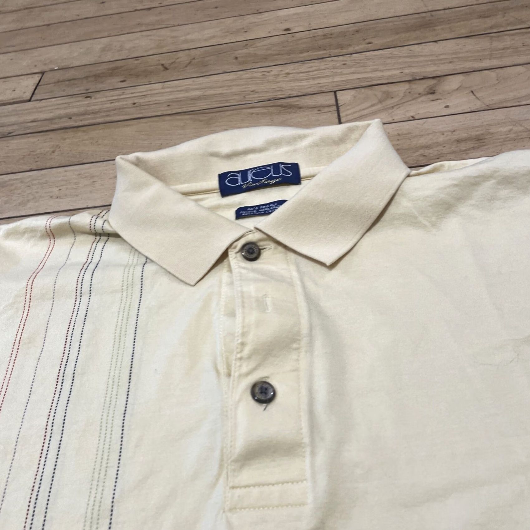 Vintage Aureus Polo shirt Yellow XL Vintage Retro Y2k Striped Center Embroidered Golf Shirt Mens XL Size US XL / EU 56 / 4 - 4 Thumbnail