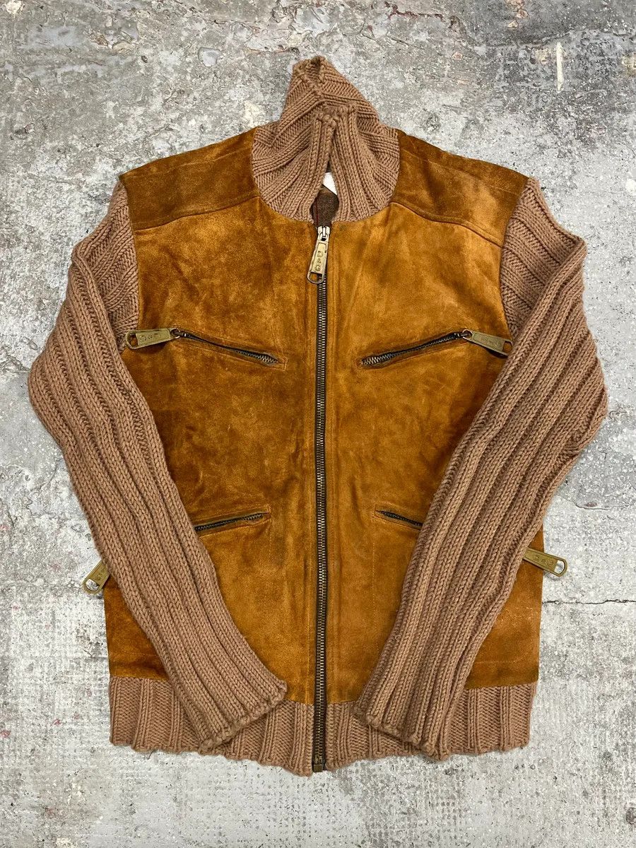 Dolce & Gabbana AW2002 Dolce & Gabbana Multi Zips Hybrid Leather & Wool Camel Jacket Size US M / EU 48-50 / 2 - 2 Thumbnail
