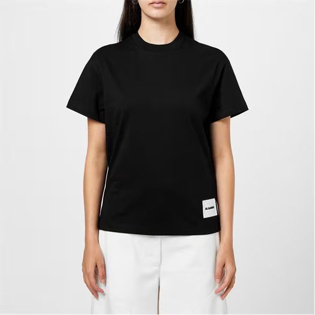 Jil Sander o1g2r1mq1024 Logo T-Shirts in Black Size L / US 10 / IT 46 - 3 Thumbnail