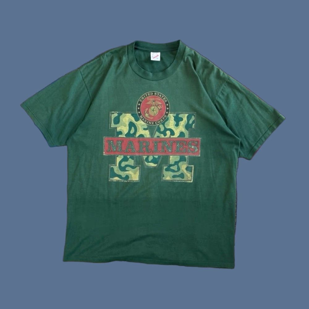Jerzees VINTAGE Marines T-Shirt Jerzees 90s United States Made In USA XL Green Men Short Sleeve Size XL Size US XL / EU 56 / 4 - 1 Thumbnail