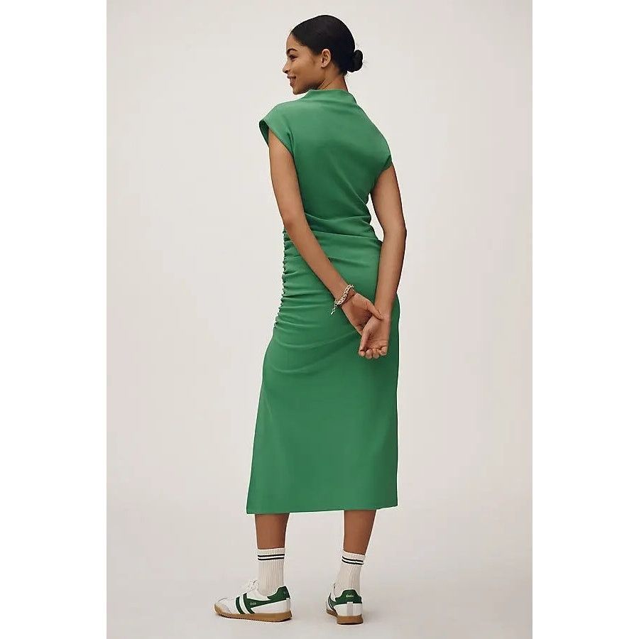 NWT The Maya Ruched Cowl-Neck Midi Dress $160 X-SMALL Green