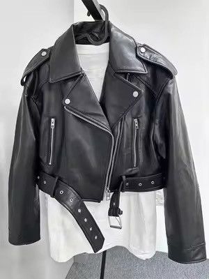 Jean Retro Carbon Oversized Loose Pu Faux Leather Short Jacket Size XL / US 12-14 / IT 48-50 - 1 Thumbnail