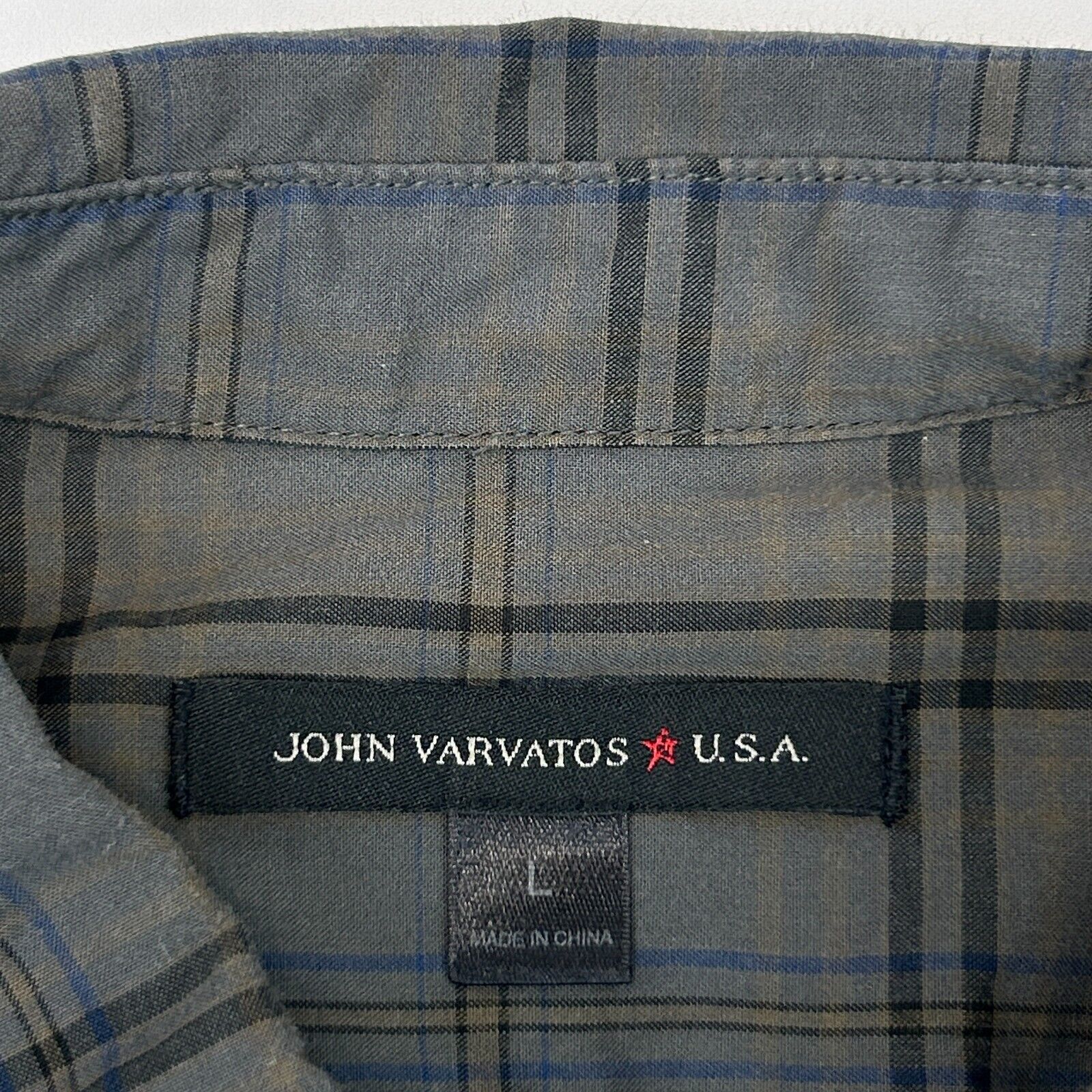 John Varvatos John Varvatos USA Plaid Button Front Shirt Gray L Large Size US L / EU 52-54 / 3 - 4 Thumbnail