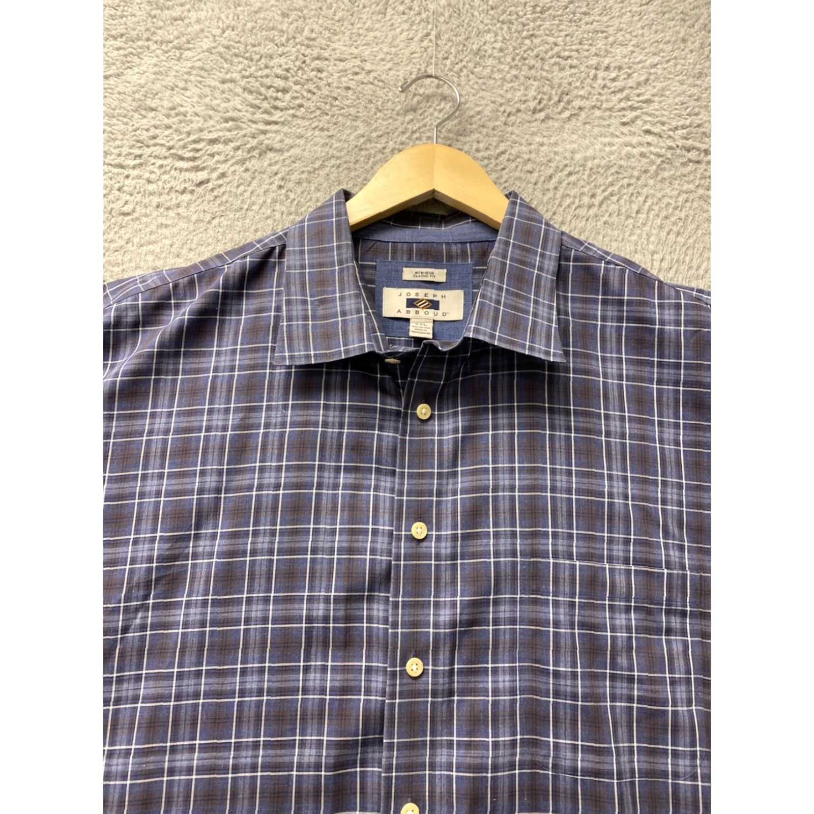 Joseph Abboud VINTAGE Joseph Abboud Men's Dress Shirt XXL Non-Iron Plaid Cotton Classic Shirt Size 48R - 2 Thumbnail