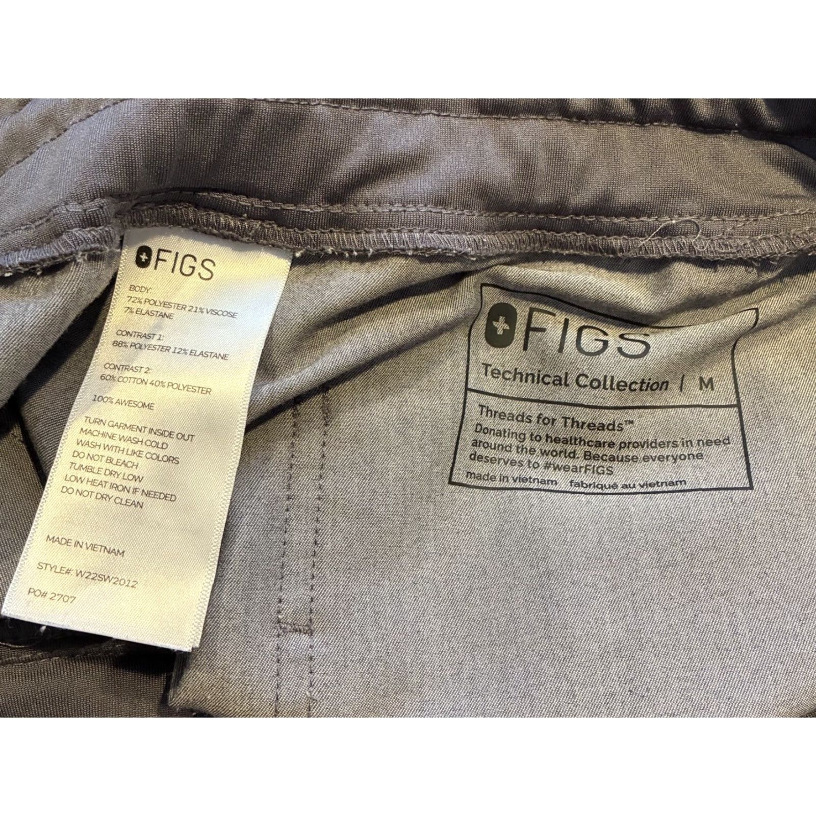 Vintage FIGS Scrub Pants Women Medium Gray Zamora Jogger High Waist Technical Collection Size 32" / US 10 / IT 46 - 5 Thumbnail