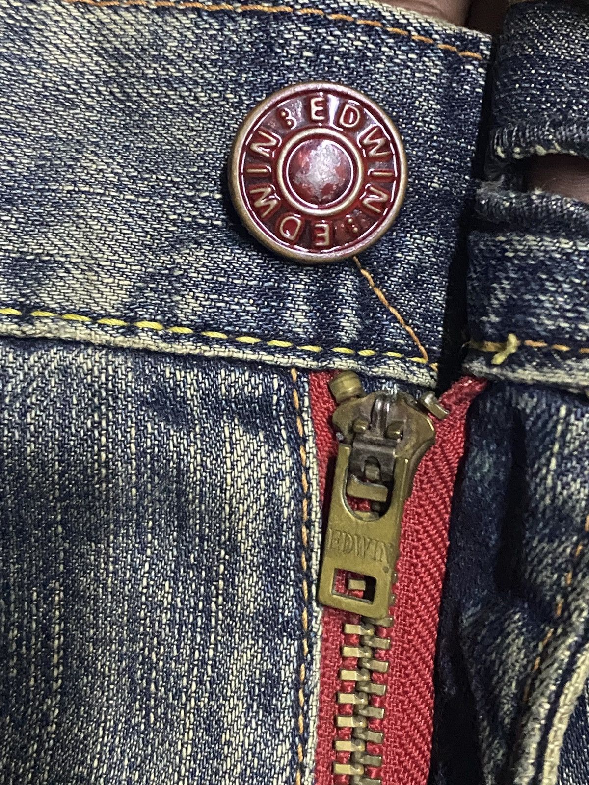 Junya Watanabe Vintage Edwin 503 Blue Trip Thunder Mud Wash Baggy Jeans Size US 36 / EU 52 - 14 Thumbnail