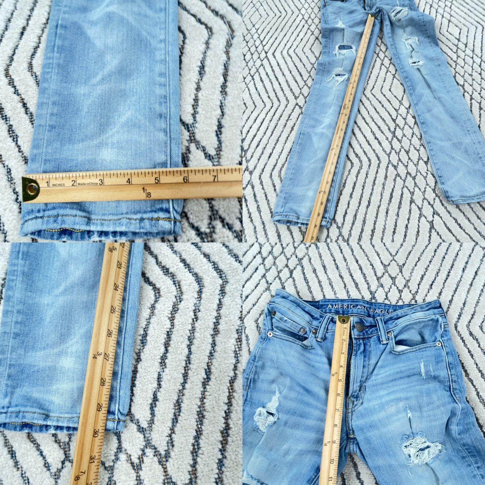 American Eagle Outfitters American Eagle Jeans Men 29x32 Slim Fit Med Wash Faded Ripped Holes Airflex Z Size US 29 - 8 Thumbnail