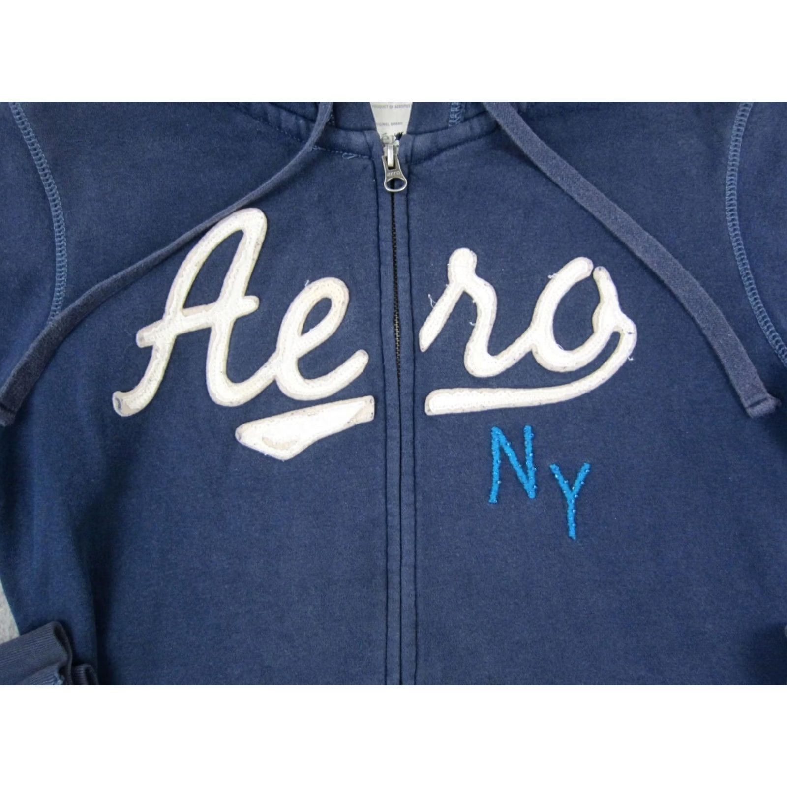 Vintage VINTAGE Aeropostale Hoodie Womens Large Blue Aero Sweatshirt 90s Full Zip Y2K Logo NY Size L / US 10 / IT 46 - 2 Thumbnail