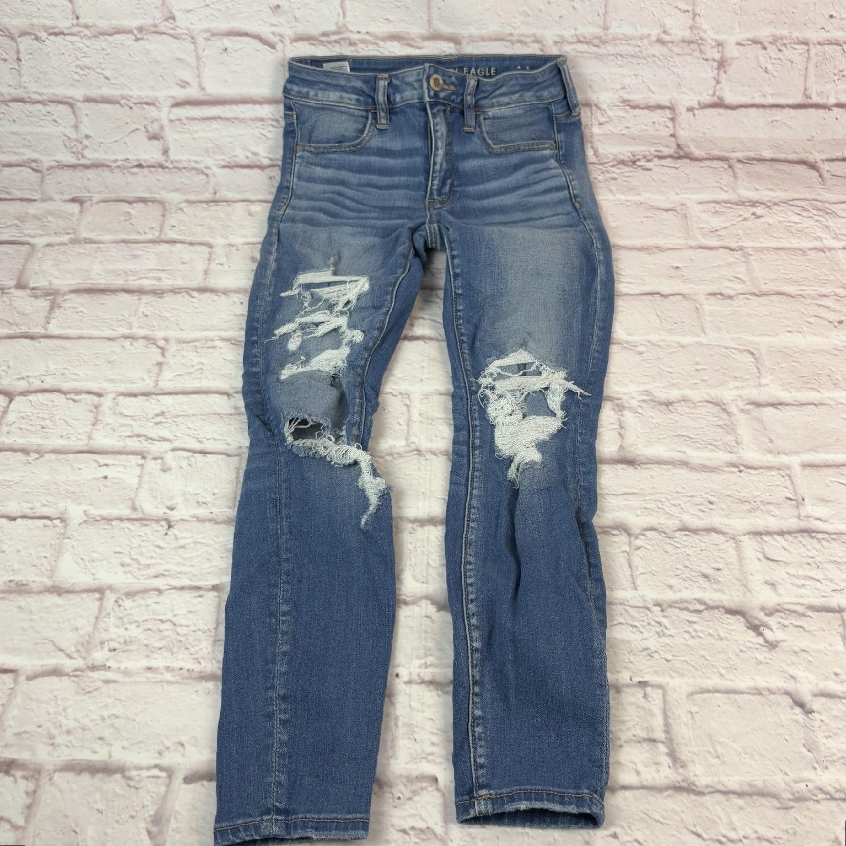 American Eagle Outfitters American Eagle Outfitters Jeans Womens 6 Short Blue Jegging Distressed Stretch 5-Pocket Denim Size 28" / US 6 / IT 42 - 2 Thumbnail