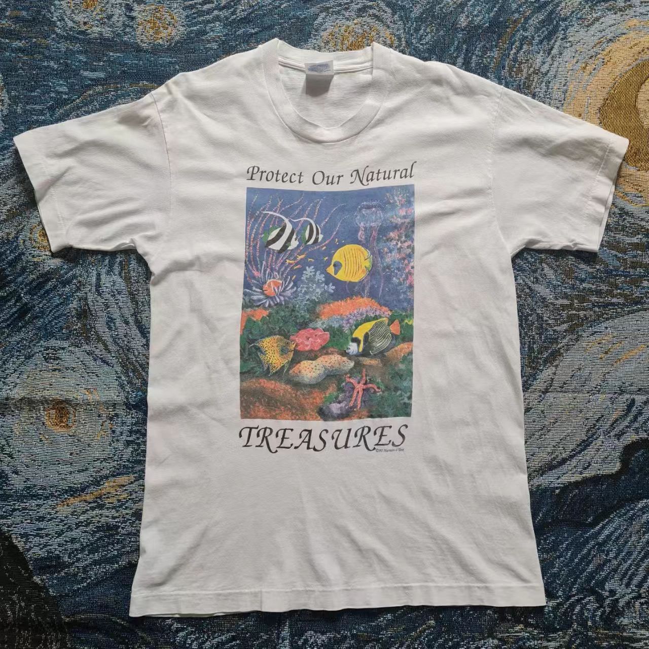 Vintage White Vintage T-Shirt with Ocean Fish Print Size US M / EU 48-50 / 2 - 1 Thumbnail