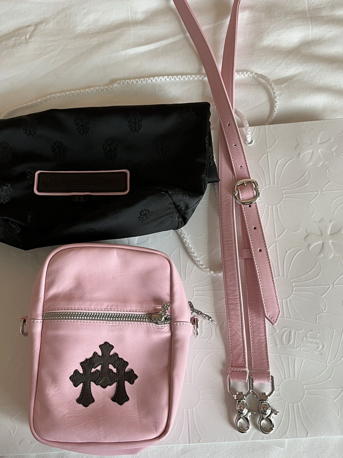 Extremely    Chrome Hearts Leather Crossbody Bag   in Pink, Men's