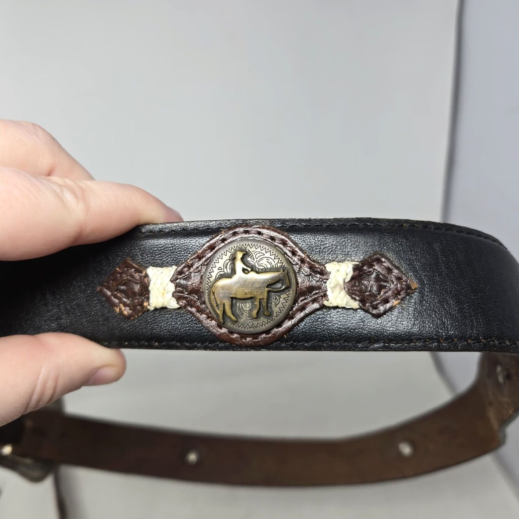 Vintage VINTAGE Jack Daniels Belt Leather Men's 38 Black Western Style Rare Belt Mens Black Leather Western 38 Jack Daniels Vintage Size 38 - 4 Thumbnail