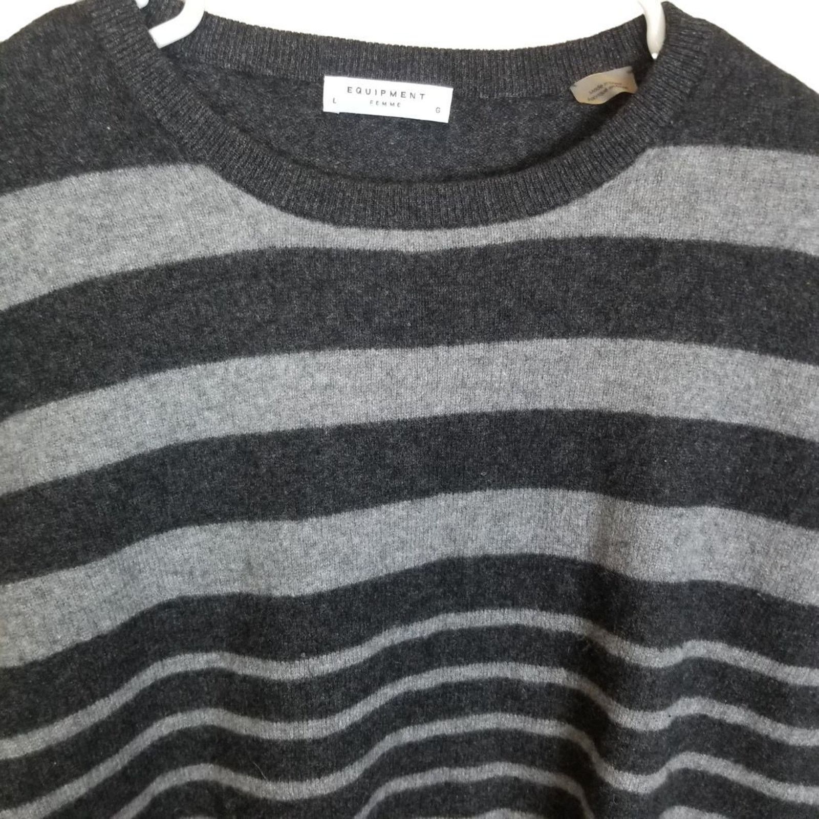 Equipment Equipment Womens Striped Cashmere Sweater Size L Preppy Size L / US 10 / IT 46 - 2 Thumbnail