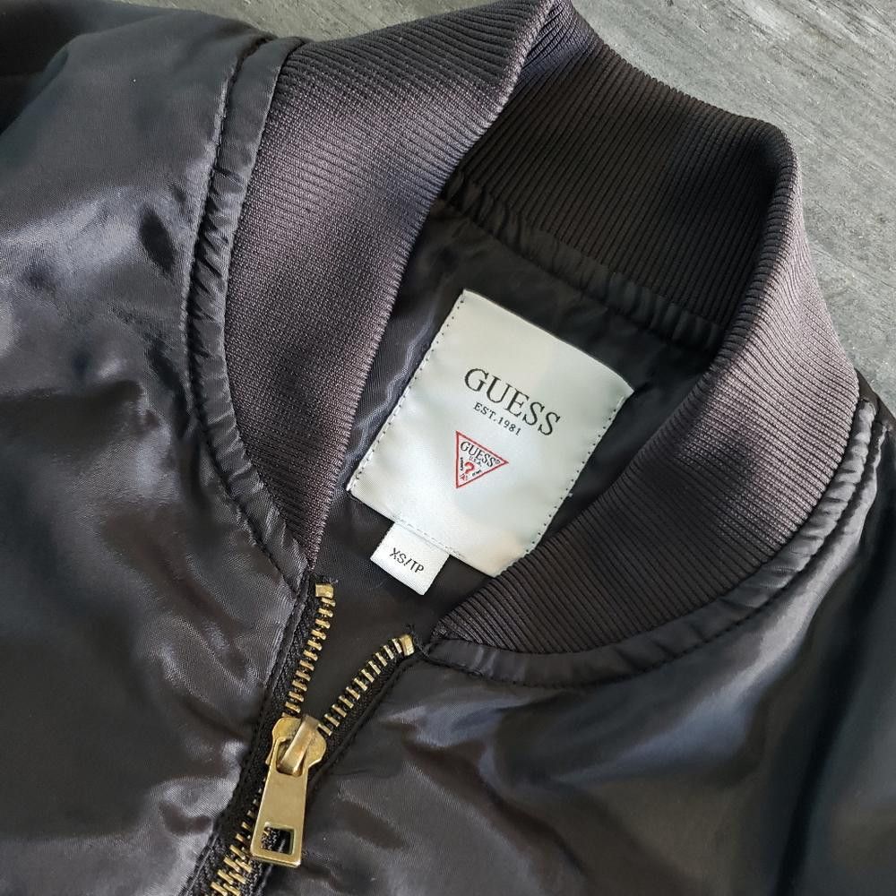 Guess Black Lightweight Puffer Guess Bomber Zip Up Size XS / US 0-2 / IT 36-38 - 3 Thumbnail