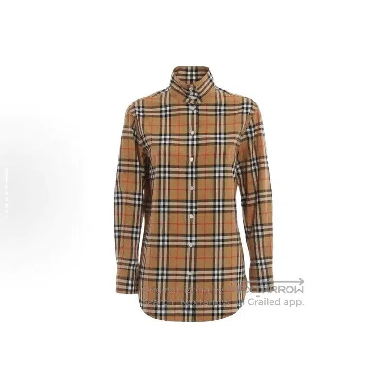 Burberry Burberry Khaki Cotton Check Long Sleeve Shirt. Size L / US 10 / IT 46 - 1 Thumbnail