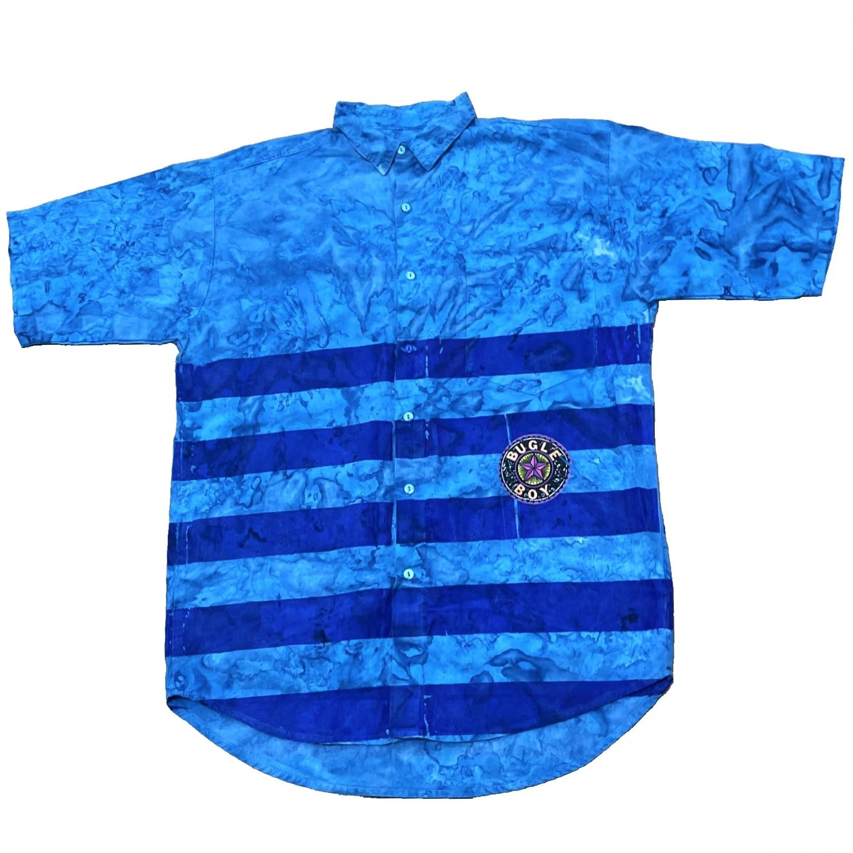 Bugle Boy VINTAGE Bugle Boy Shirt Men M Surf Grunge Abstract 90s Y2k Tie Dye Paint Stripe Blue Tie Dye Striped Button-Up Size US M / EU 48-50 / 2 - 2 Thumbnail