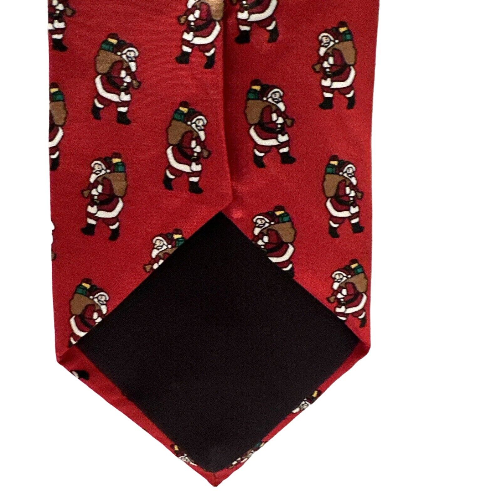 NOLLEY'S Noel Holiday Christmas NeckTie Santa Claus Red 100% Silk USA Size ONE SIZE - 4 Thumbnail
