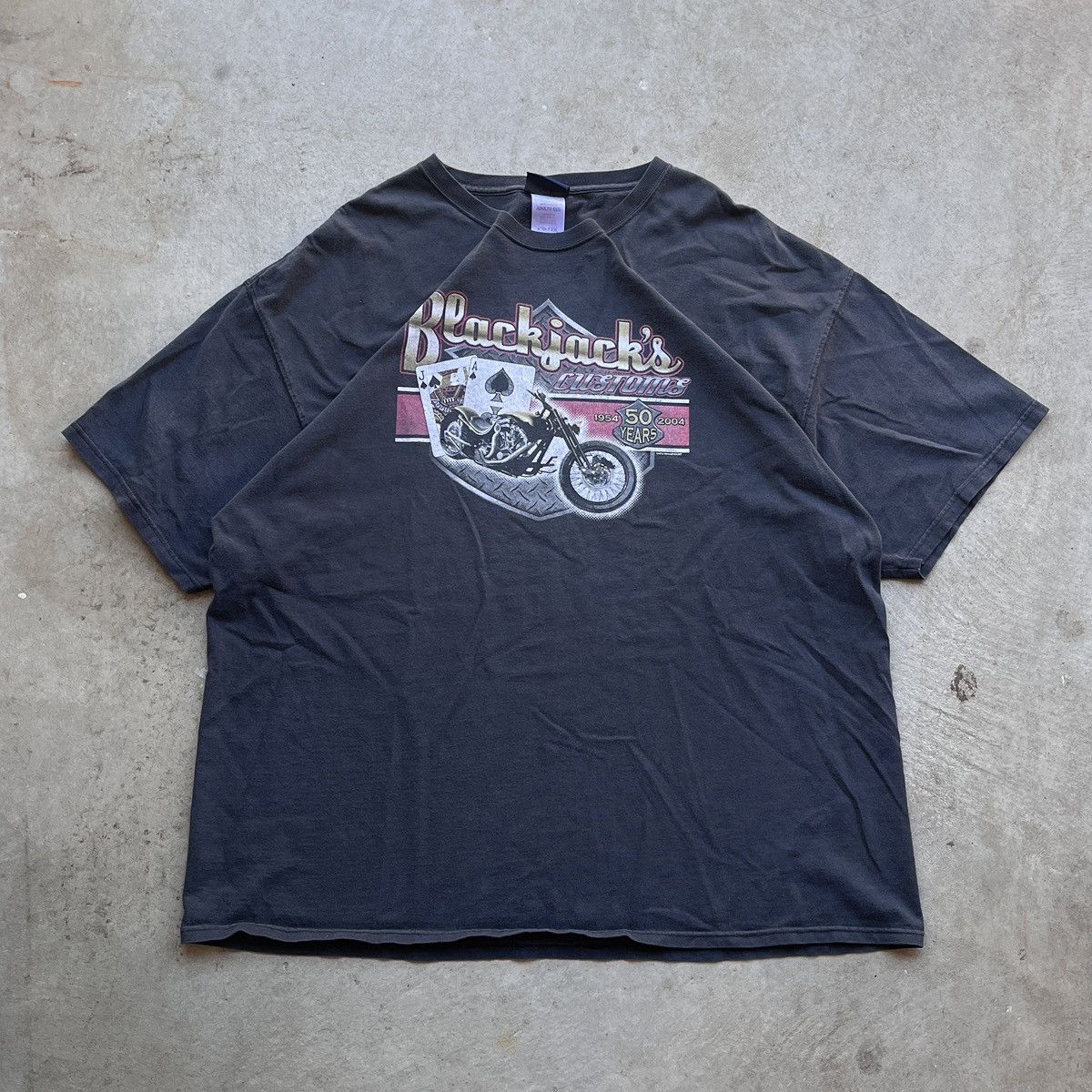 Croft & Barrow × Vintage 2004 Blackjack’s Customs Bikers Black Faded Graphic T Shirt Size US XXL / EU 58 / 5 - 1 Thumbnail