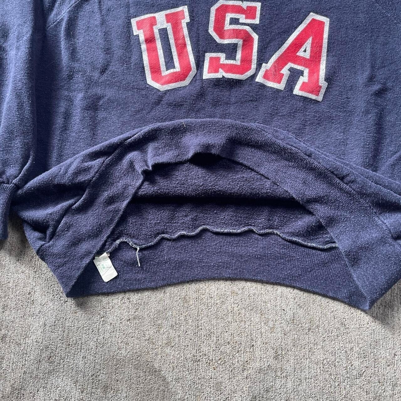 Vintage Vintage 70s USA Navy/Red Sweatshirt Size US M / EU 48-50 / 2 - 2 Thumbnail