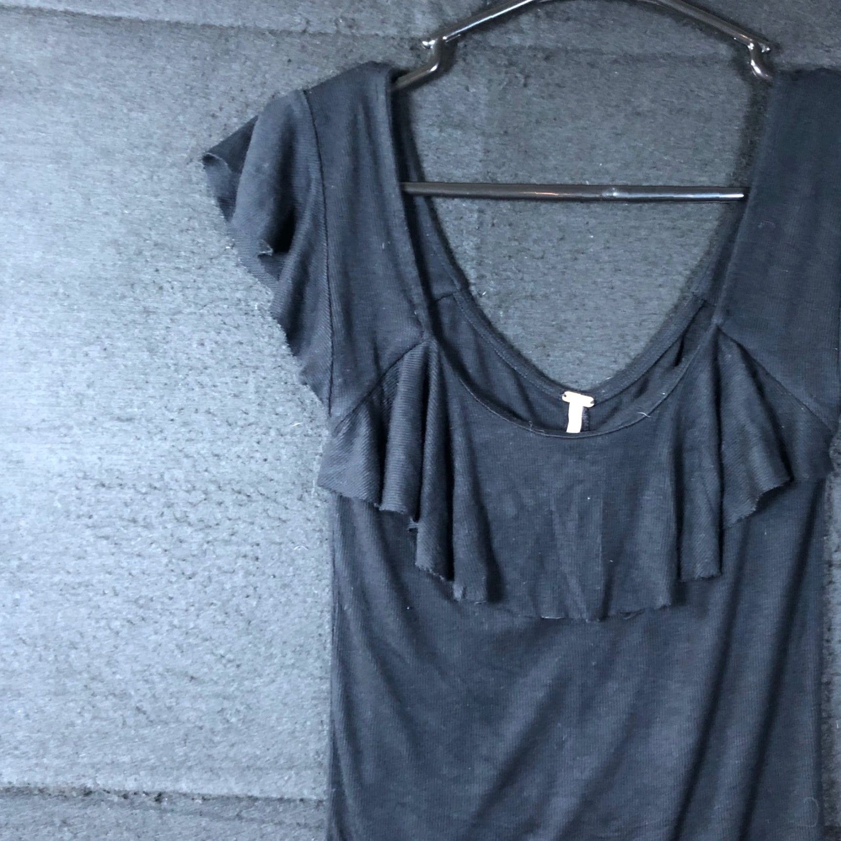 Free People Free People Womens Blouse Black Off Shoulder Ruffle Front Stretch Medium Size M / US 6-8 / IT 42-44 - 4 Thumbnail