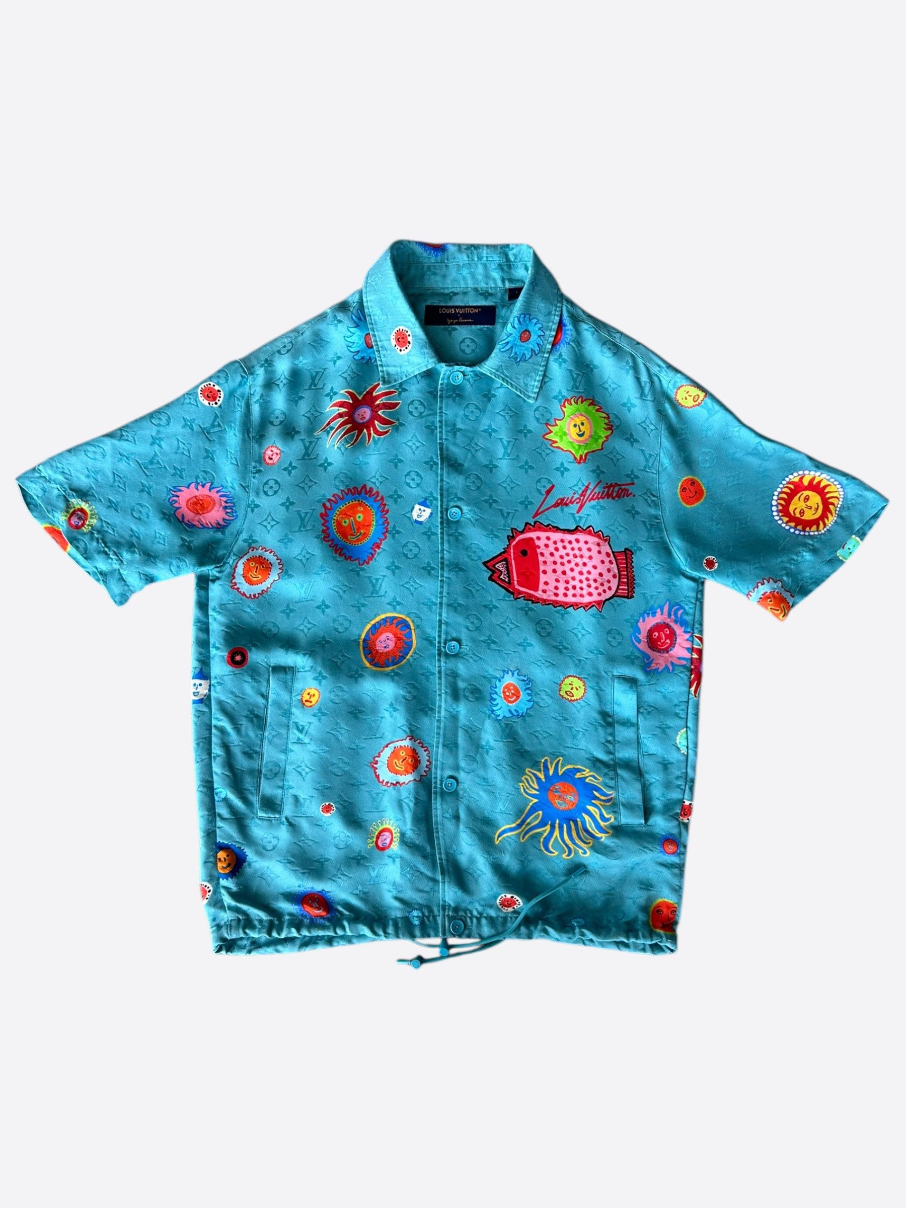 Louis Vuitton Louis Vuitton Yayoi Kusama Blue Faces Monogram Silk Shirt Size US L / EU 52-54 / 3 - 1 Thumbnail