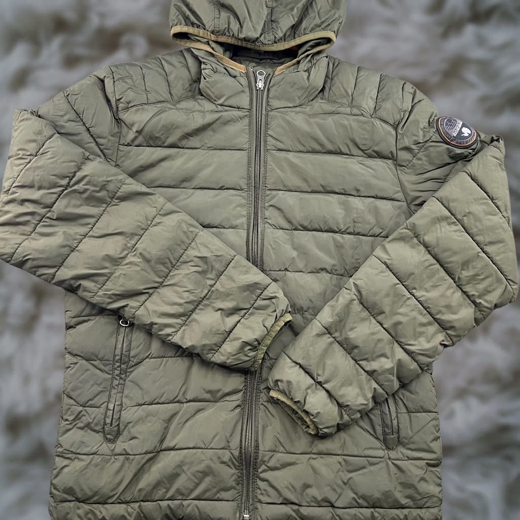 Napapijri Napapijri Jacket Mens XL Green Puffer Full Zip Hooded Insulated Pockets Size US XL / EU 56 / 4 - 1 Thumbnail