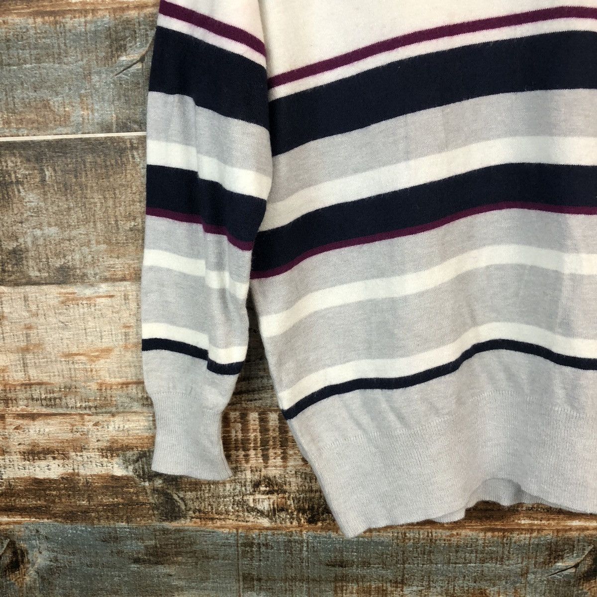 Homespun Knitwear × Japanese Brand × Solid and Striped Cinema Club Grey stripe Knitwear #A1543 Size L / US 10 / IT 46 - 7 Thumbnail