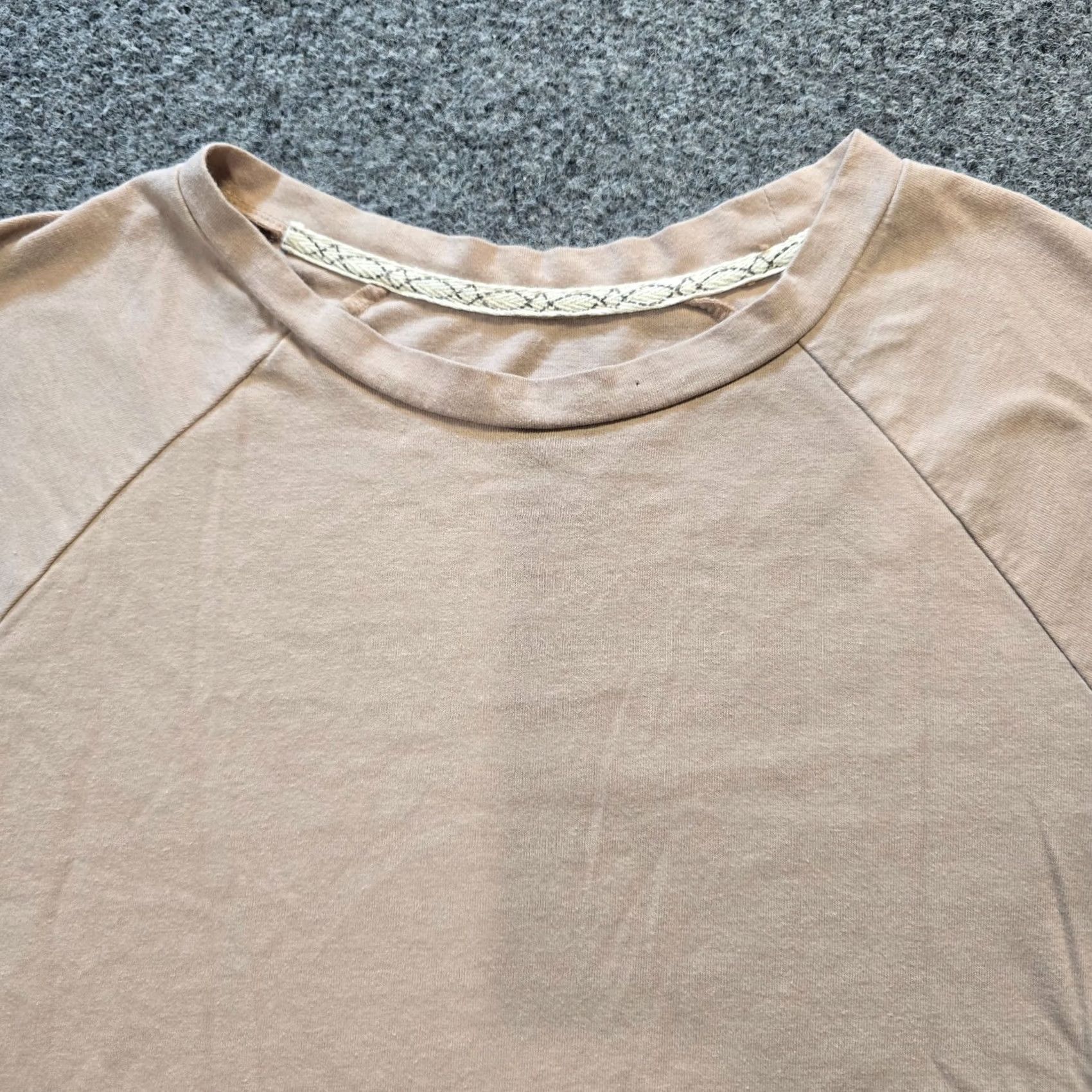 Frye Frye Top Womens Size L Tan Crew Neck Short Sleeve Capsule Minimal Casual Shirt Modern Knit Cotton Polyester Regular Women Size L / US 10 / IT 46 - 2 Thumbnail