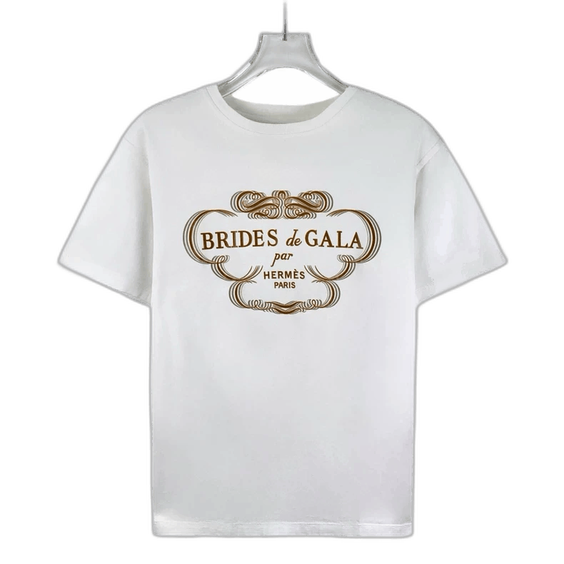 Hermes Hermes White Letter Print Cotton TShirt-2506 Size US XXS / EU 40 - 1 Thumbnail