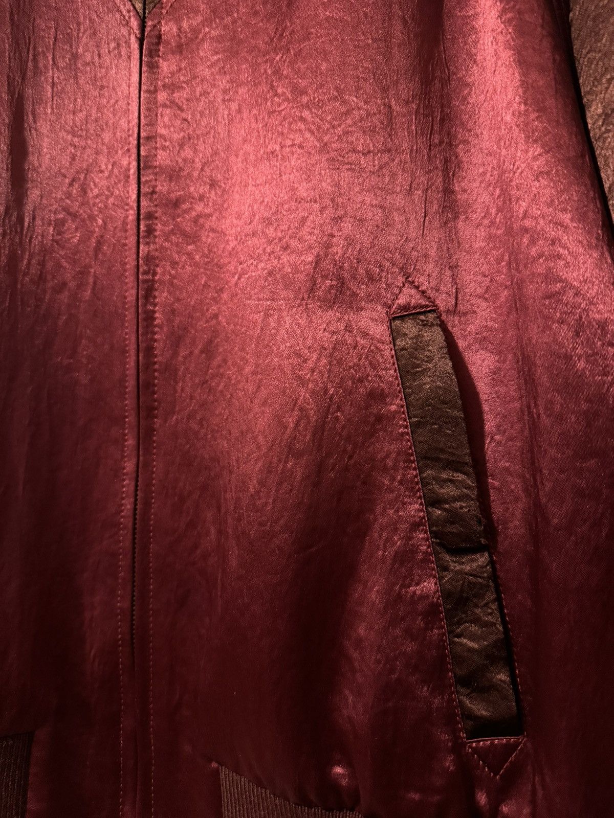 Saint Laurent Paris Saint Laurent Tonal Satin Jacket in Burgundy/Maroon/Bordeaux Size US L / EU 52-54 / 3 - 12 Thumbnail
