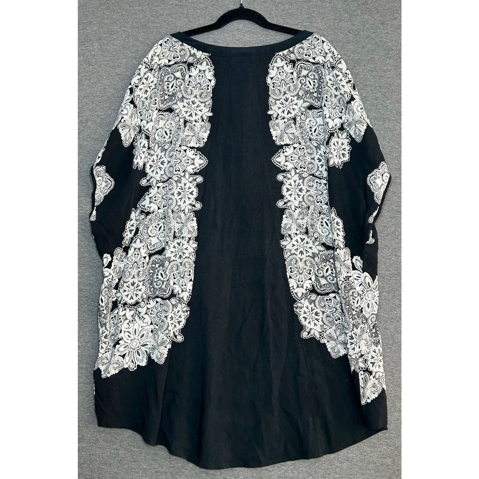 Covington Covington | Soft Black White Paisley Tunic Top Blouse | 2X Size XXL / US 16-18 / IT 52-54 - 2 Thumbnail