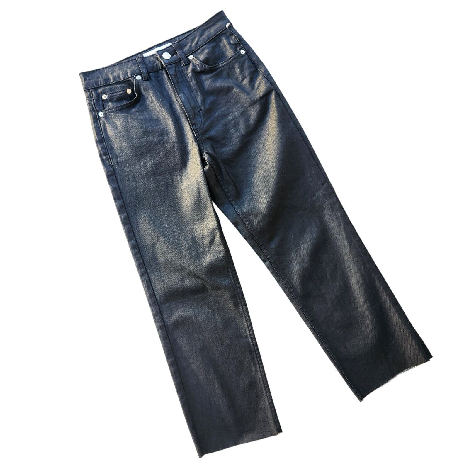 Topshop Topshop Women Black Cropped Straight Jeans Size W26 L30 Size 26" / US 2 / IT 38 - 5 Thumbnail